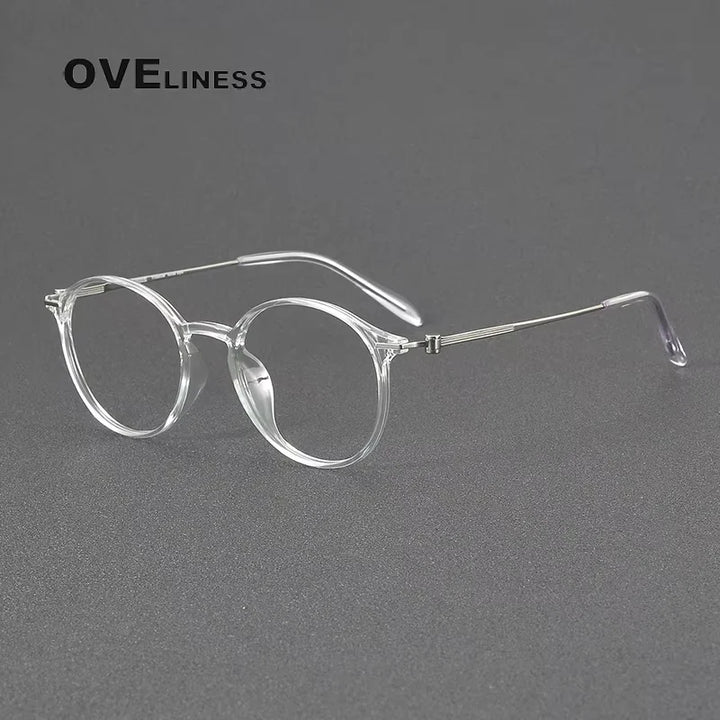 Oveliness Women's Full Rim Round Acetate Titanium Eyeglasses 8668