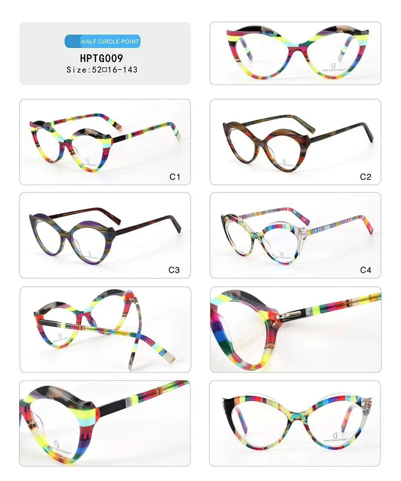 Nobler Unisex Full Rim Oval Cat Eye Acetate Eyeglasses G009 Full Rim Nobler