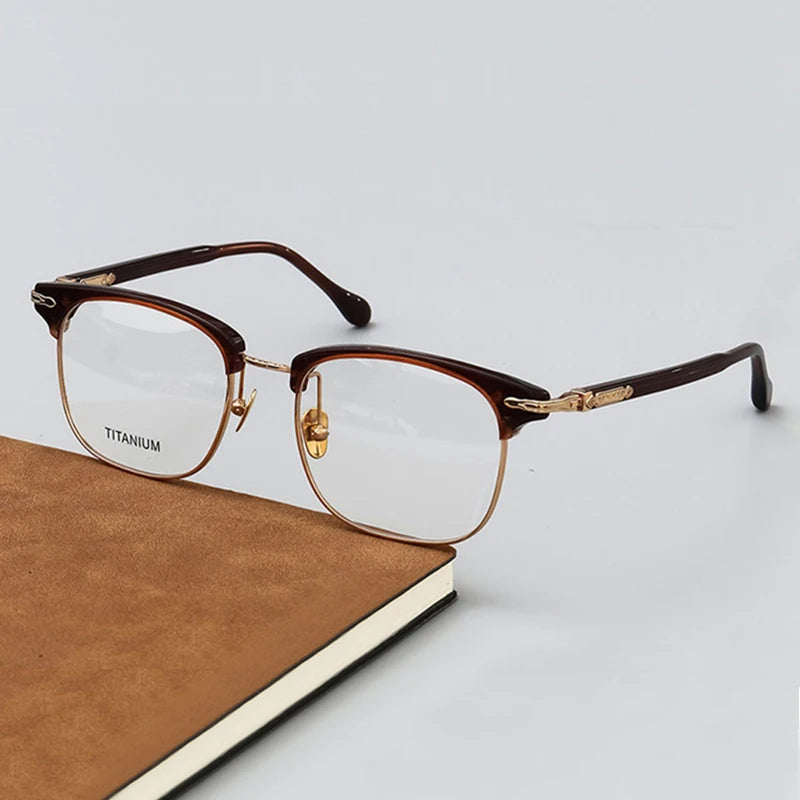Black Mask Unisex Full Rim Square Titanium Acetate Eyeglasses M2049 Full Rim Black Mask