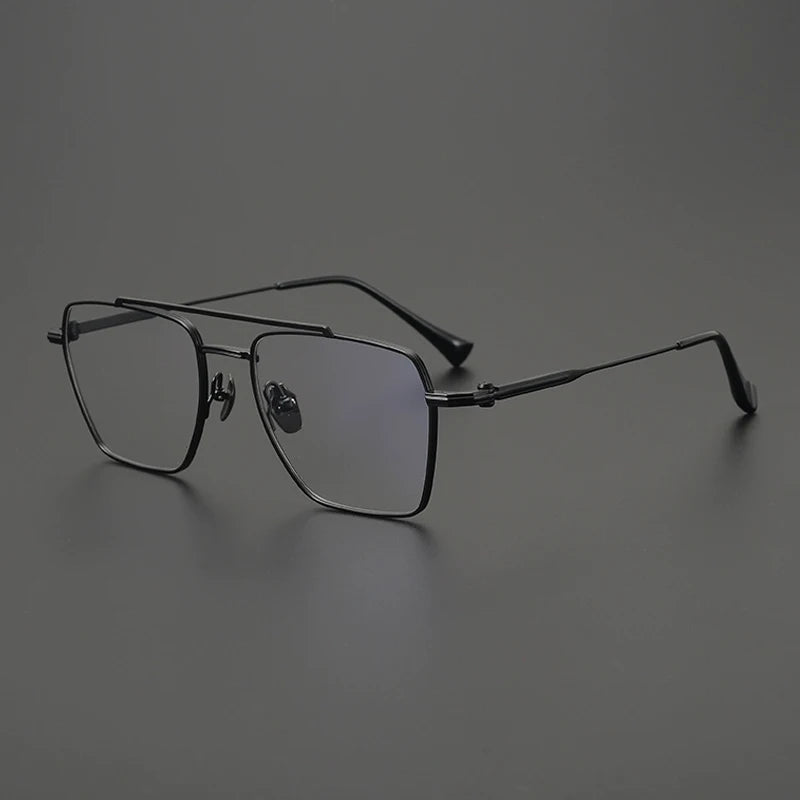 Gatenac Unisex Full Rim Big Square Double Bridge Titanium Eyeglasses G4009