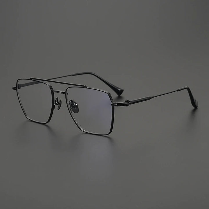 Gatenac Unisex Full Rim Big Square Double Bridge Titanium Eyeglasses G4009