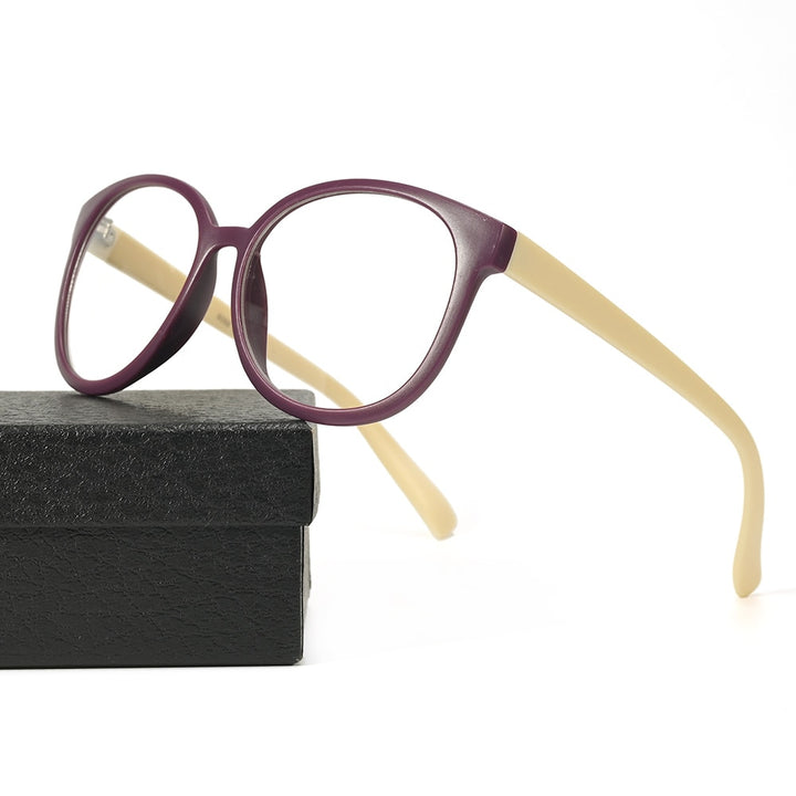 Cubojue Unisex Full Rim Square Tr 90 Titanium Myopic Reading Glasses 8056m Reading Glasses Cubojue no function lens 0 purple yellow