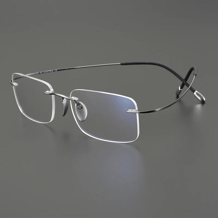 Momoja Unisex Rimless Square Titanium Eyeglasses 615353