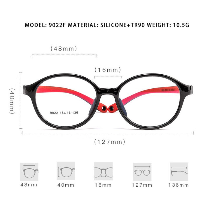 Yimaruili Unisex Children's Full Rim Round Tr 90 Silicone Eyeglasses 9022et Full Rim Yimaruili Eyeglasses   