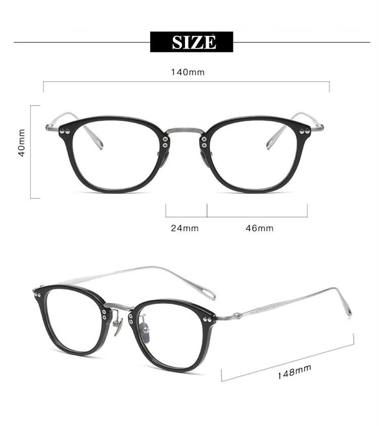 Black Mask Unisex Full Rim Square Titanium Acetate Eyeglasses 65955