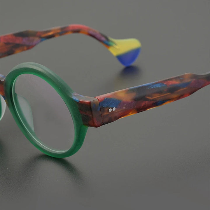 Nobler Unisex Full Rim Large Round Frosted Acetate Eyeglasses 19271 Full Rim Nobler