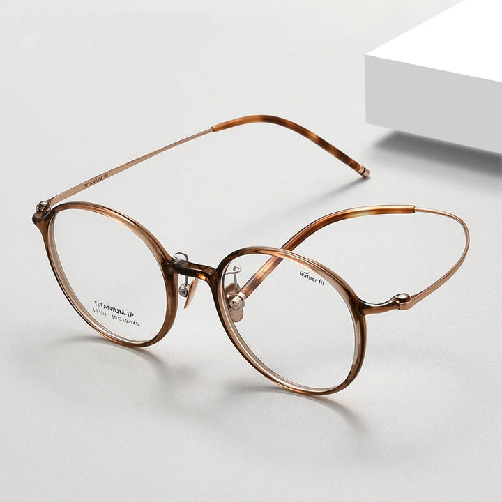 Gmei Women's Full Rim Round Titanium Acetate Eyeglasses 9101 Full Rim Gmei Optical
