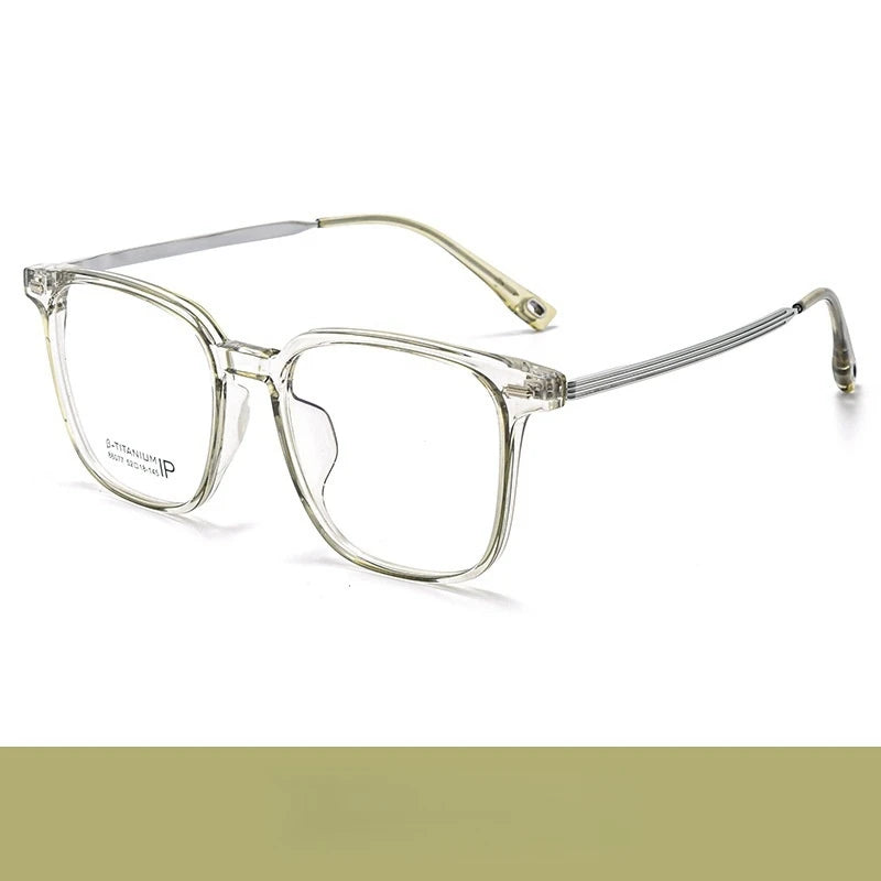 Yimaruili Unisex Full Rim Square Tr 90 Titanium Alloy Eyeglasses 86077