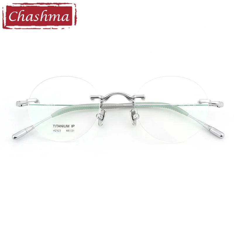 Chashma Ottica Unisex Rimless Octagon Round Titanium Eyeglasses 2323 Rimless Chashma Ottica