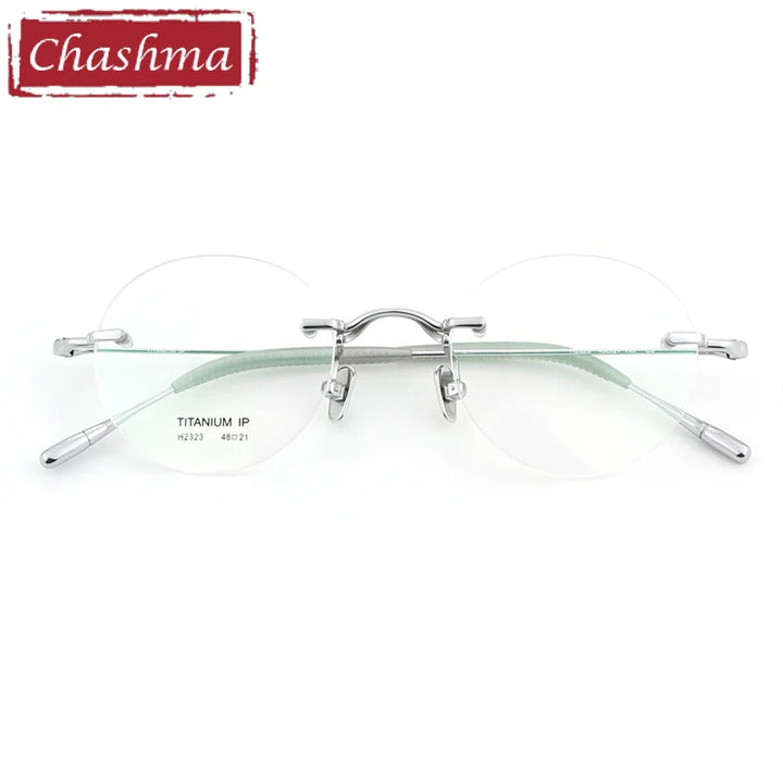Chashma Ottica Unisex Rimless Octagon Round Titanium Eyeglasses 2323 Rimless Chashma Ottica