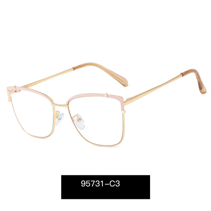 Handoer Women's Full Rim Square Cat Eye Alloy Tr 90 Eyeglasses 95731