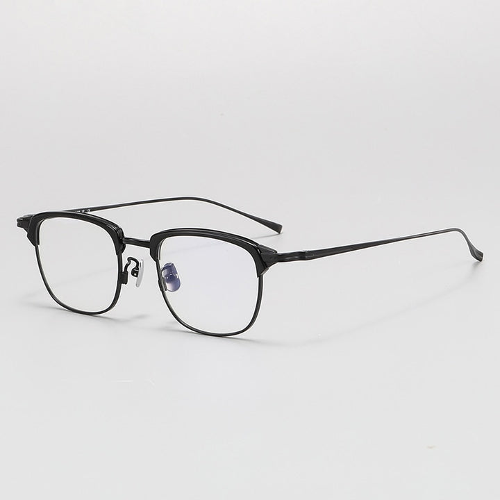 Gatenac Unisex Full Rim Square Acetate Titanium Eyeglasses Gxyj1072 Full Rim Gatenac