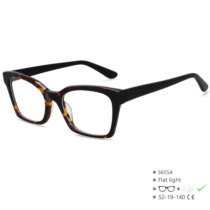 CCspace Unisex Full Rim Square Cat Eye Acetate Fiber Eyeglasses 56554 Full Rim CCspace C5Black