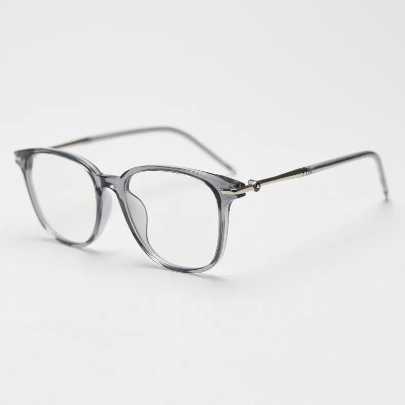 CCspace Unisex Full Rim Square Tr 90 Titanium Eyeglasses 56968 Full Rim CCspace C3ClearGrey