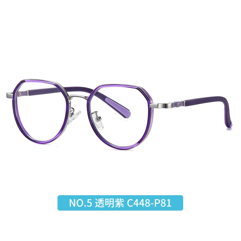 Vicky Youth Unisex Full Rim Flat Top Round Tr 90 Titanium Eyeglasses 5126 Full Rim Vicky TR5126-C5 CHINA