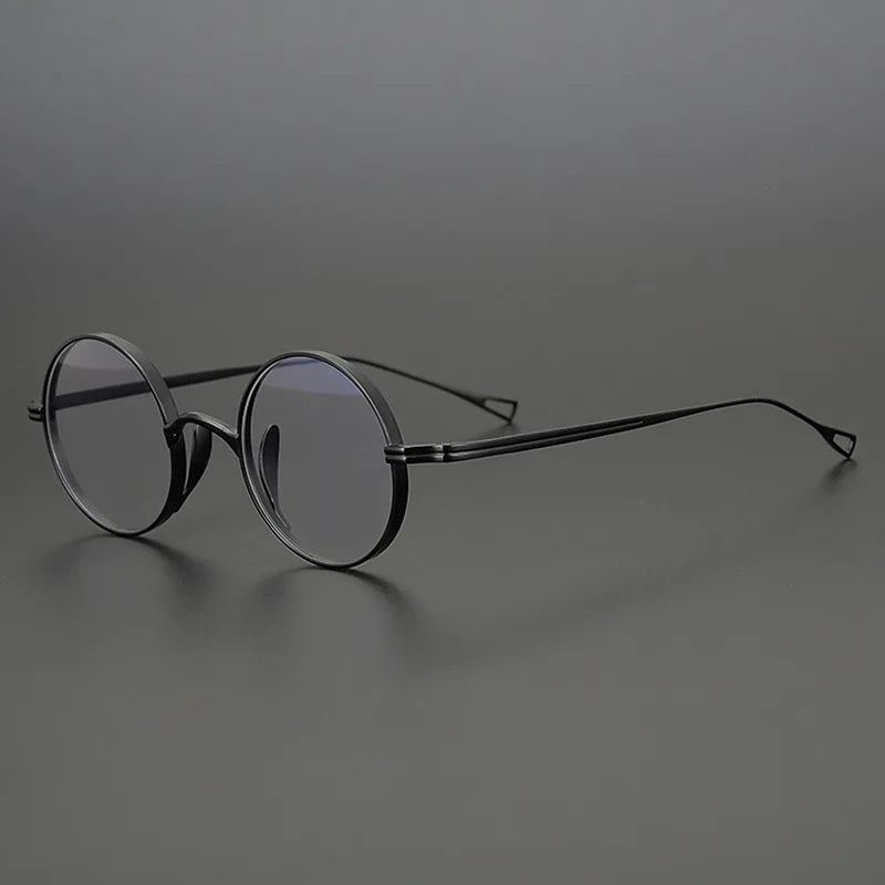 Black Mask Unisex Full Rim Round Titanium Eyeglasses 63199