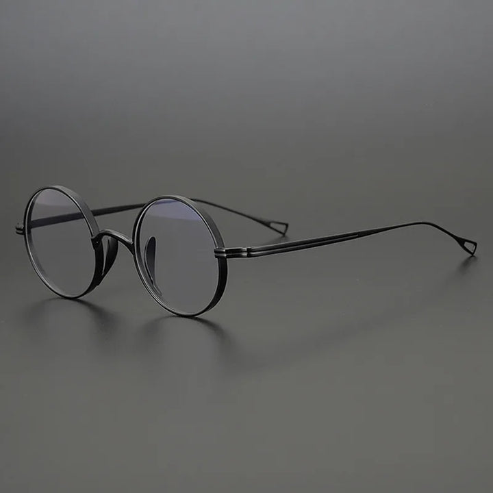 Black Mask Unisex Full Rim Round Titanium Eyeglasses 63199