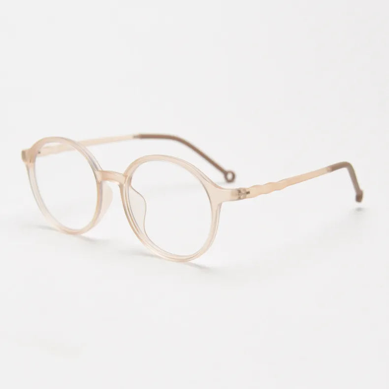 CCspace Unisex Full Rim Round Tr 90 Titanium Eyeglasses 56834 Full Rim CCspace C7Coffee