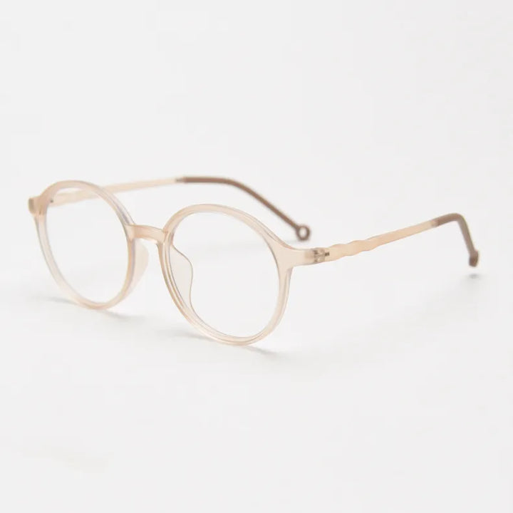 CCspace Unisex Full Rim Round Tr 90 Titanium Eyeglasses 56834 Full Rim CCspace C7Coffee