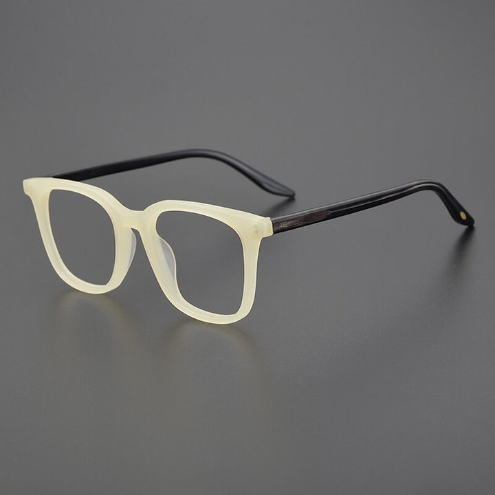 Gatenac Unisex Full Rim Square Acetate Eyeglasses Gxyj1024 Full Rim Gatenac Matte Yellow
