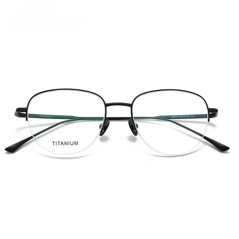 Summer Flower Women's Semi Rim Polygon Oval Titanium Eyeglasses 45010