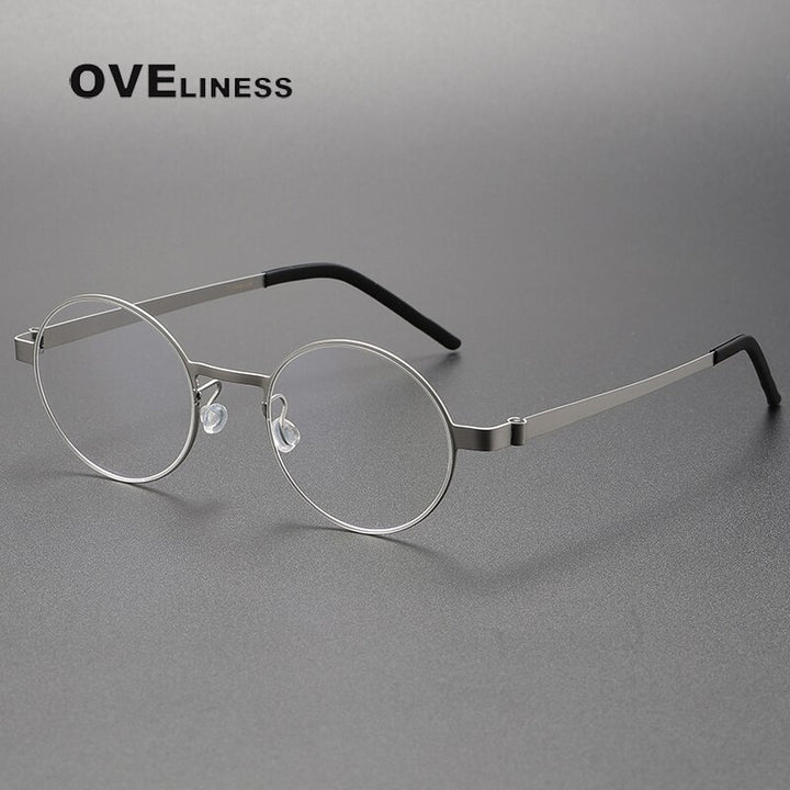 Oveliness Unisex Full Rim Round Titanium Eyeglasses 9610 Full Rim Oveliness silver  