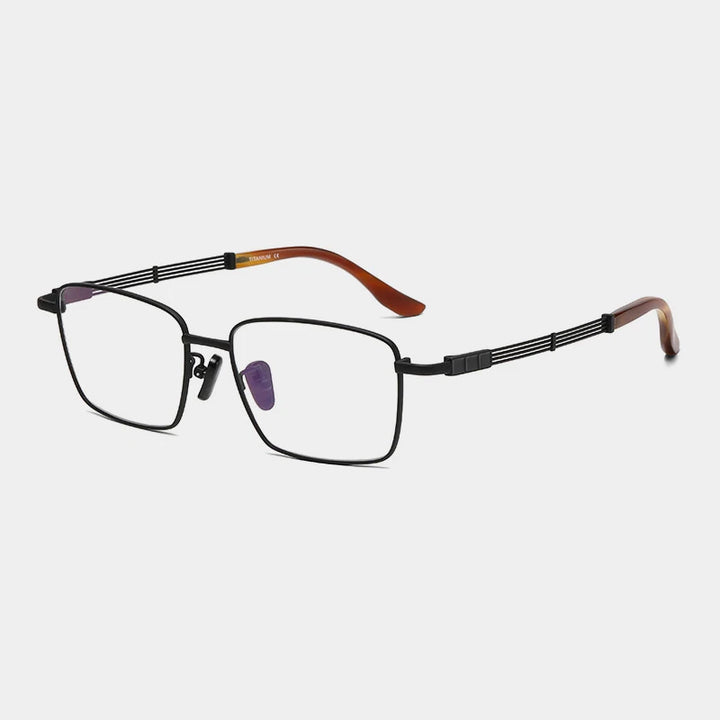 Gatenac Unisex Full Rim Square Titanium Horn Temple Eyeglasses Gxy1497 Full Rim Gatenac Black