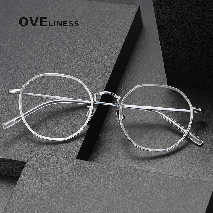 Oveliness Unisex Full Rim Polygon Acetate Titanium Eyeglasses 8514 Full Rim Oveliness