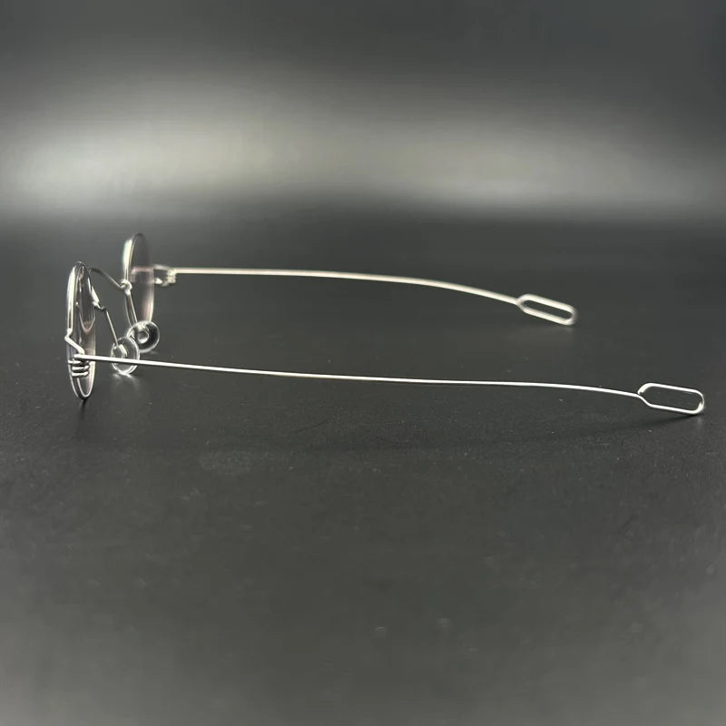 Yujo Unisex Full Rim Small Round Screwless Steel Eyeglasses Full Rim Yujo