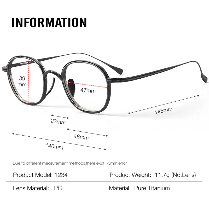 Muzz Unisex Full Rim Oval Square Titanium Eyeglasses 81234