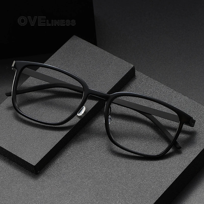Oveliness Unisex Full Rim Square Acetate Titanium Eyeglasses 1852 Full Rim Oveliness