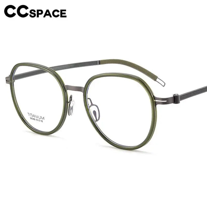 CCspace Unisex Full Rim Round Titanium Eyeglasses 57284 Full Rim CCspace