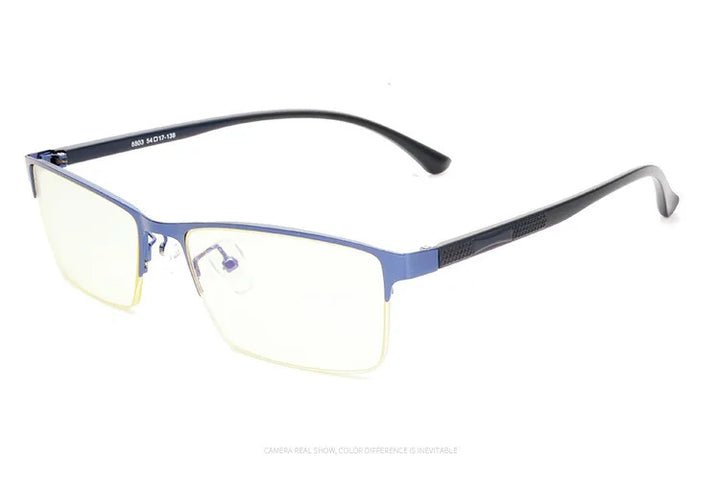 Brightzone Unisex Semi Rim Square Alloy Eyeglasses 48803 Semi Rim Brightzone Blue C3