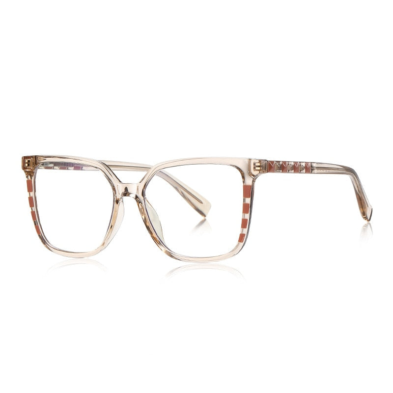 CCspace Unisex Full Rim Square Cat Eye Tr 90 Titanium Eyeglasses 56801 Full Rim CCspace C5Champagne