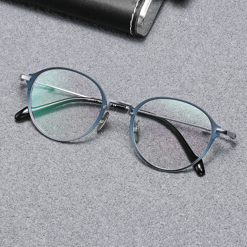 Black Mask Unisex Full Rim Oval Round Titanium Eyeglasses 60046
