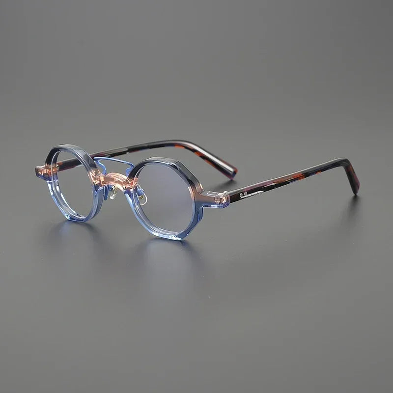 Hewei Unisex Full Rim Polygon Double Bridge Acetate Alloy Eyeglasses 3942 Full Rim Hewei C4