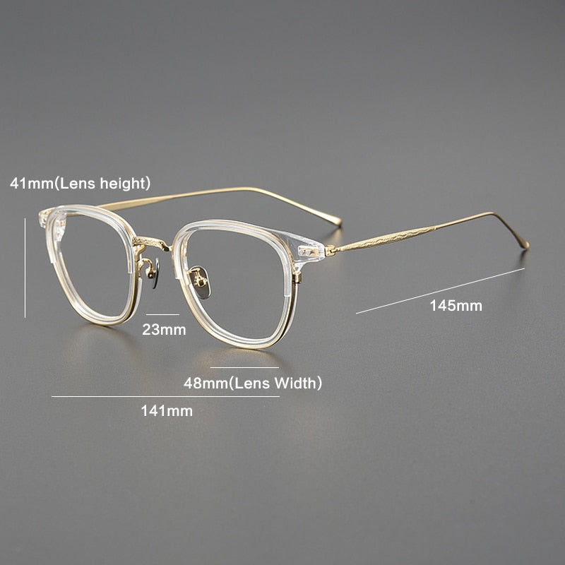 Gatenac Unisex Full Rim Square Acetate Titanium Eyeglasses Gxyj1076 Full Rim Gatenac