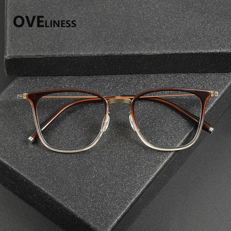 Oveliness Women's Full Rim Square Titanium Acetate Eyeglasses 22507