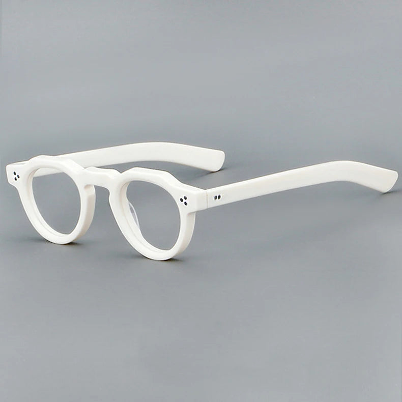 CCspace Unisex Full Rim Flat Top Round Acetate Eyeglasses 57171 Full Rim CCspace C4White