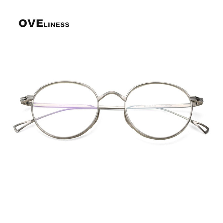 Oveliness Unisex Full Rim Round Titanium Eyeglasses 10518 Full Rim Oveliness Silver