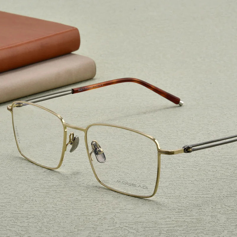 Yimaruili Men's Full Rim Polygon Square Titanium Eyeglasses 83244