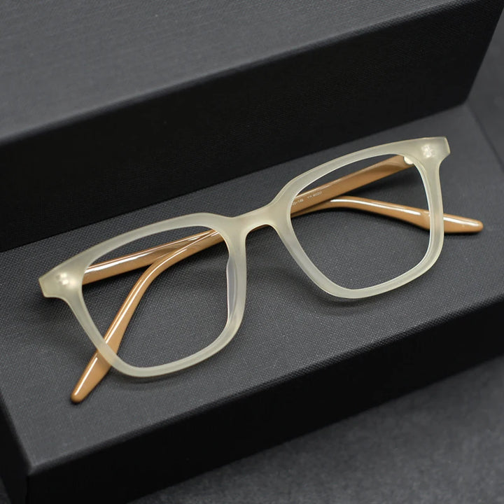 Black Mask Men's Full Rim Square Acetate Eyeglasses 9020 Full Rim Black Mask