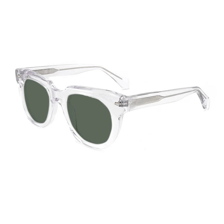 Gatenac Unisex Full Rim Square Acetate Polarized Sunglasses Mo17 Sunglasses Gatenac Transparent Green