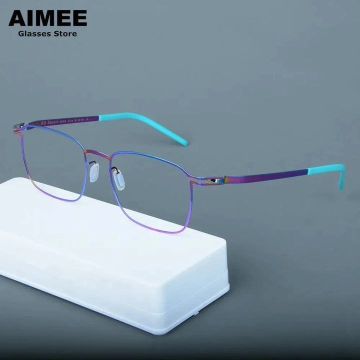 Aimee Unisex Full Rim Square Screwless Steel Eyeglasses 40143