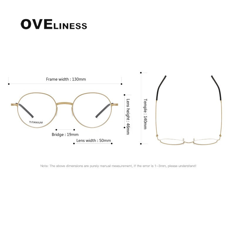 Oveliness Unisex Full Rim Round Screwless Titanium Eyeglasses 5501 Full Rim Oveliness