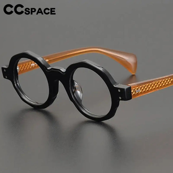 CCspace Unisex Full Rim Large Round Acetate Eyeglasses 57333 Full Rim CCspace