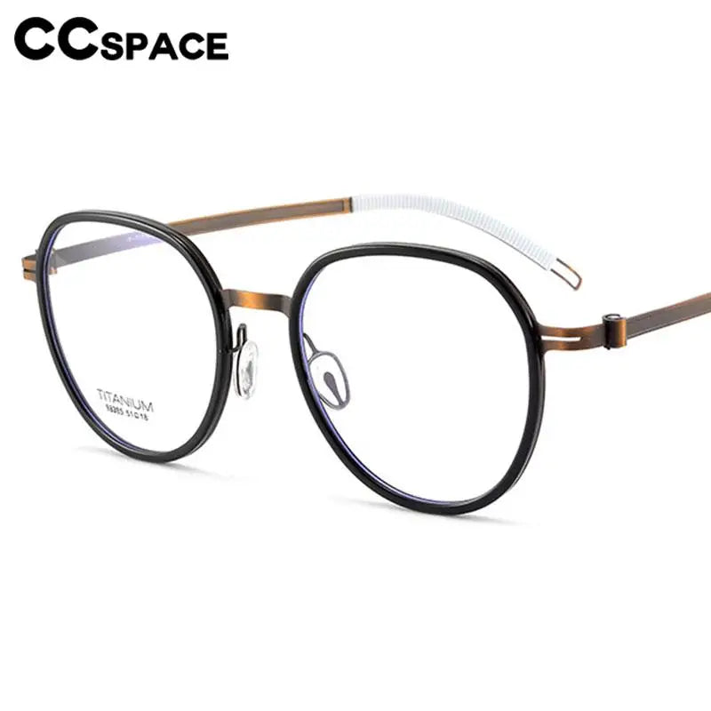 CCspace Unisex Full Rim Round Titanium Eyeglasses 57284 Full Rim CCspace