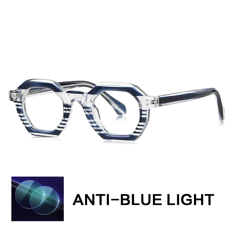 Gatenac Unisex Full Rim Polygon Tr 90 Titanium Reading Glasses Gxy2050