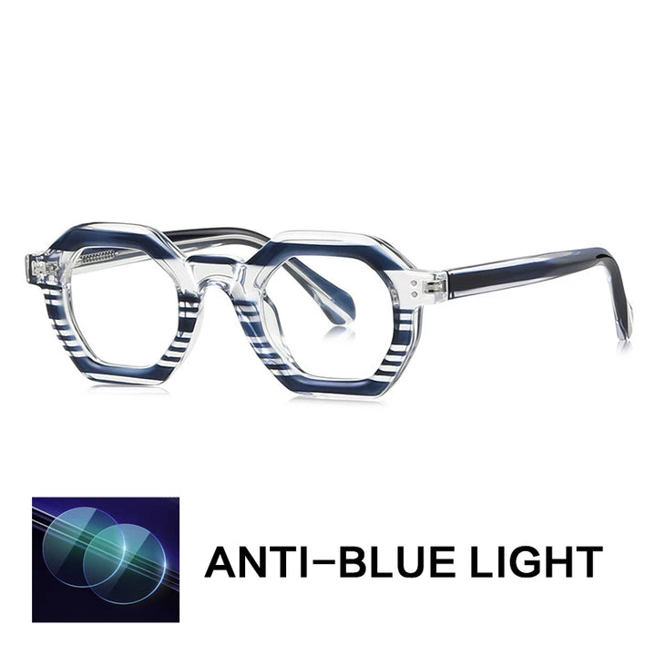 Gatenac Unisex Full Rim Polygon Tr 90 Titanium Reading Glasses Gxy2050