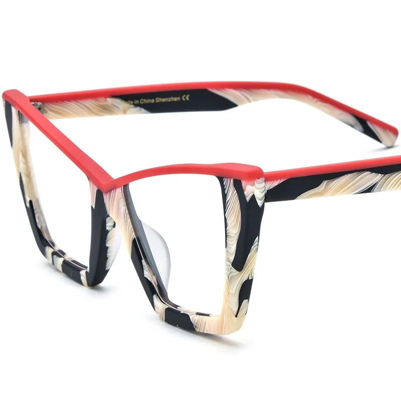 CCspace Unisex Full Rim Big Square Acetate Eyeglasses 57161 Full Rim CCspace Red